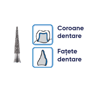 freze diamantate sub forma efilata Freze dentare