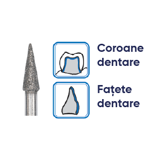 freze diamantate sub forma efilata Freze dentare