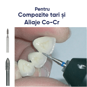 freze diamantate tip flacara. Freze dentare pentru compozite si aliaje co-cr